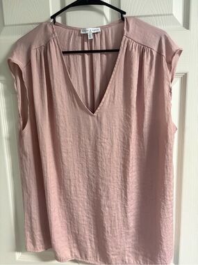 Madewell Blush Pink V-Neck Cap Sleeve Blouse
